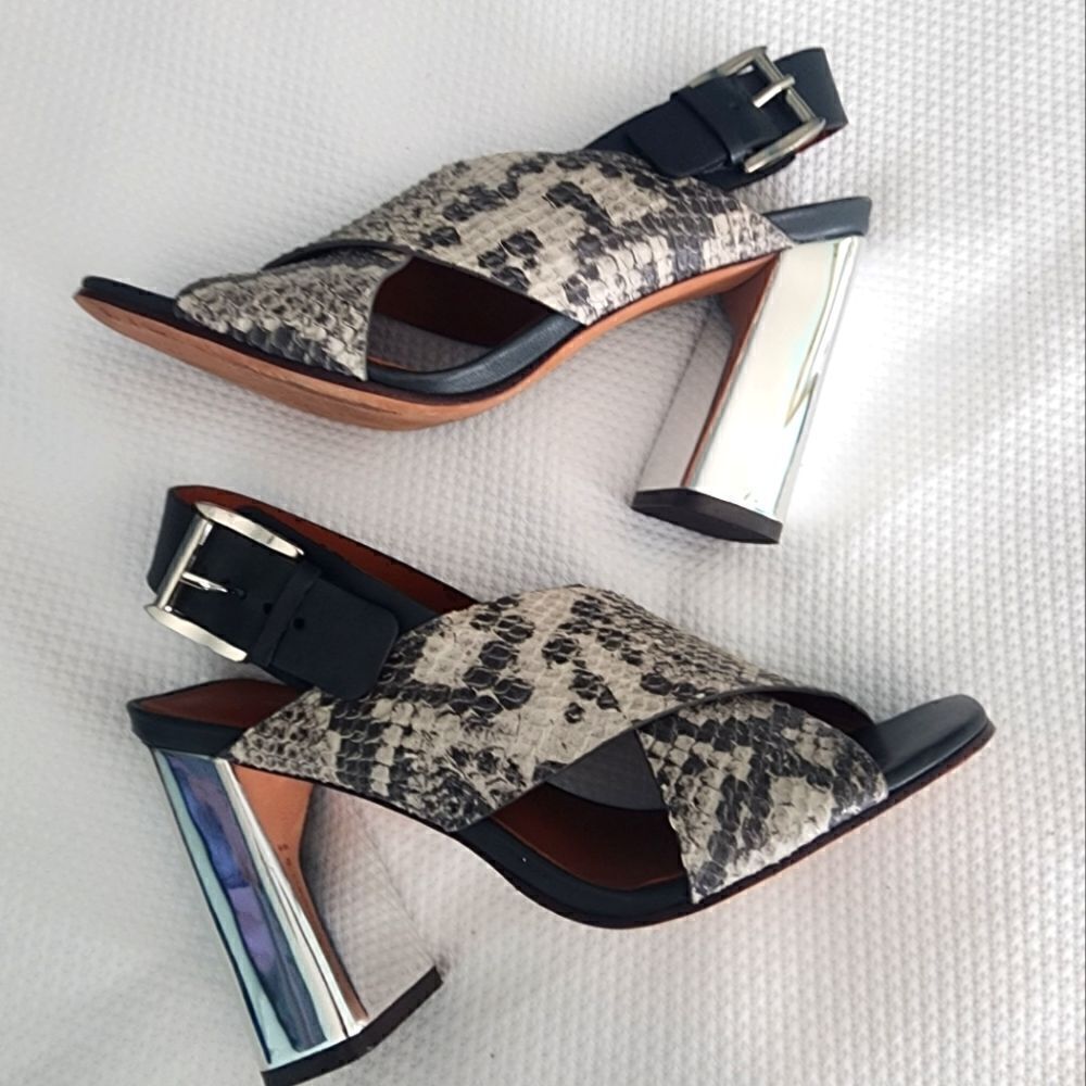 Rebecca Minkoff Black Mina Crisscross snake embossed heal